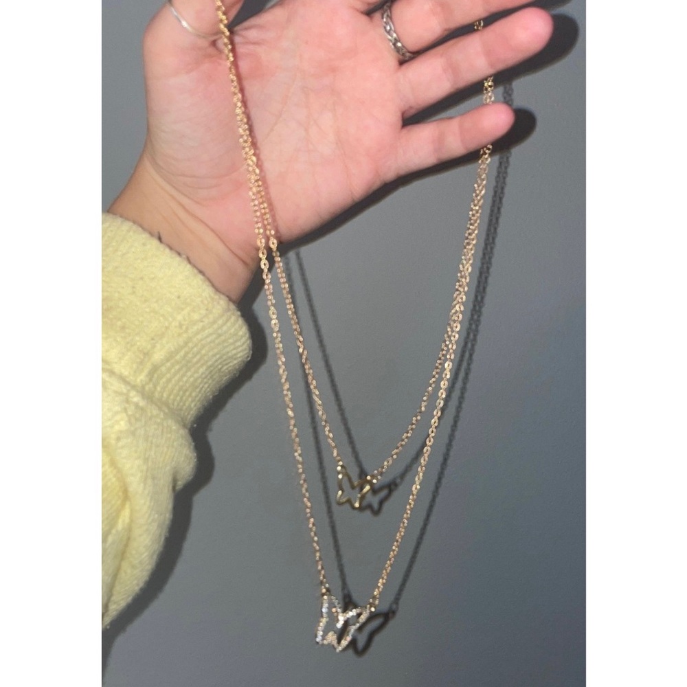 Gold Layered Butterfly Necklace